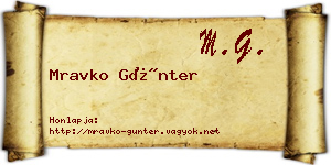 Mravko Günter névjegykártya